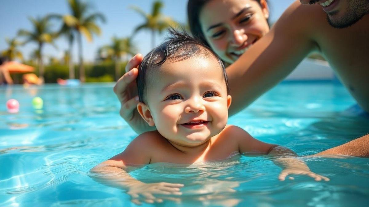 Primeiros Banhos de Bebê na Piscina